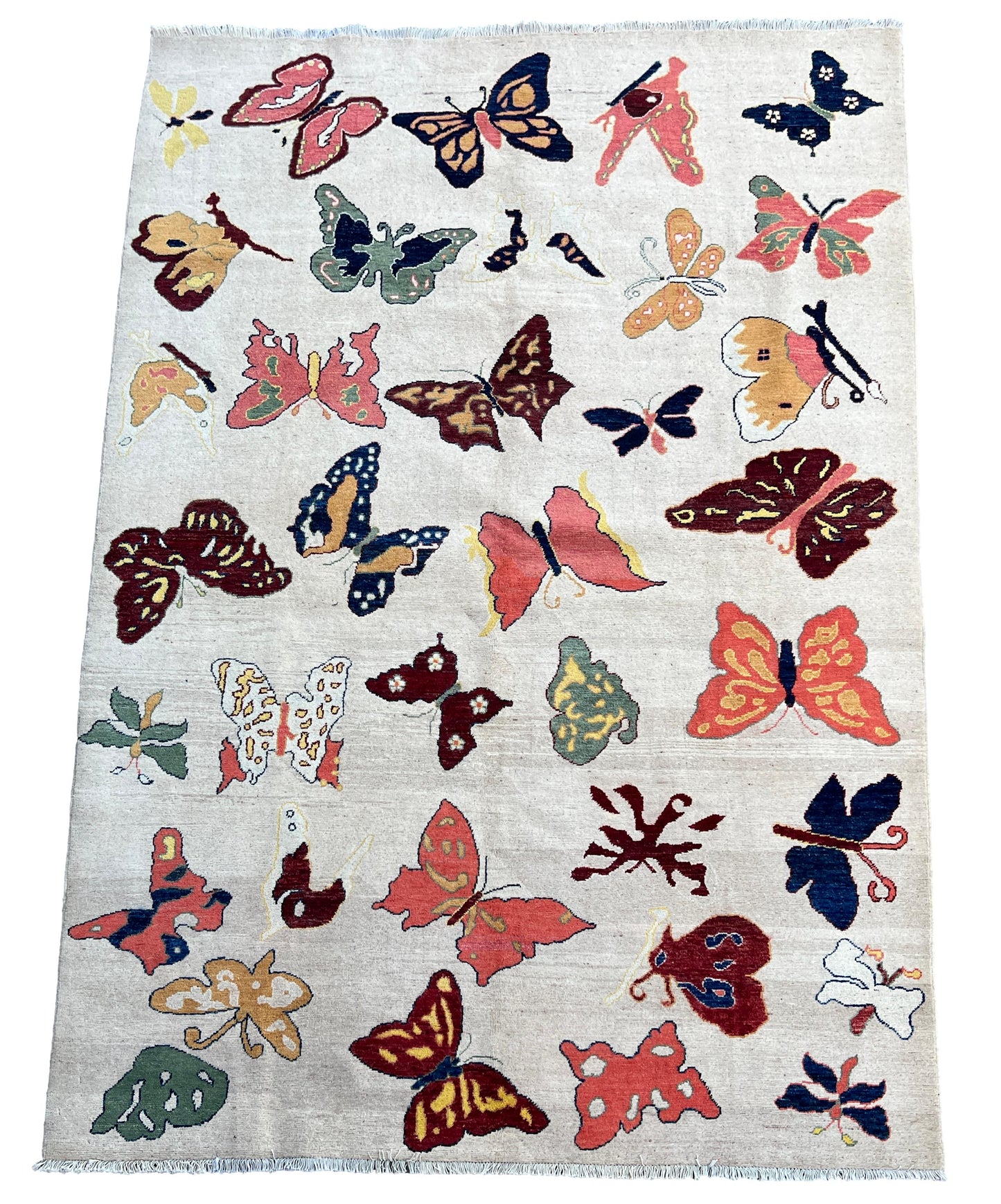 Butterfly design wool rug