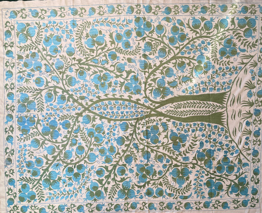 Suzani Hand Embroidered Silk bed cover.