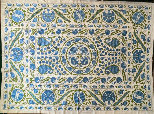 Suzani Hand Embroidered Silk bed cover.