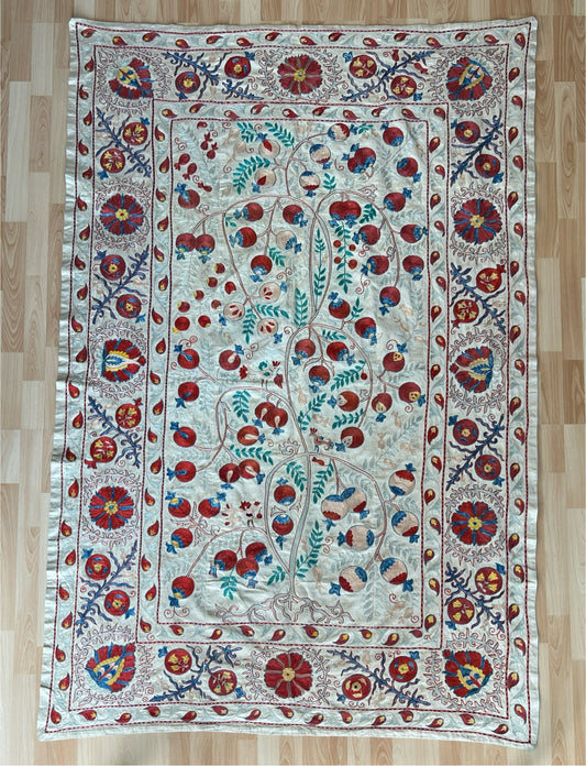 Suzani Hand Embroidered Silk bed cover.