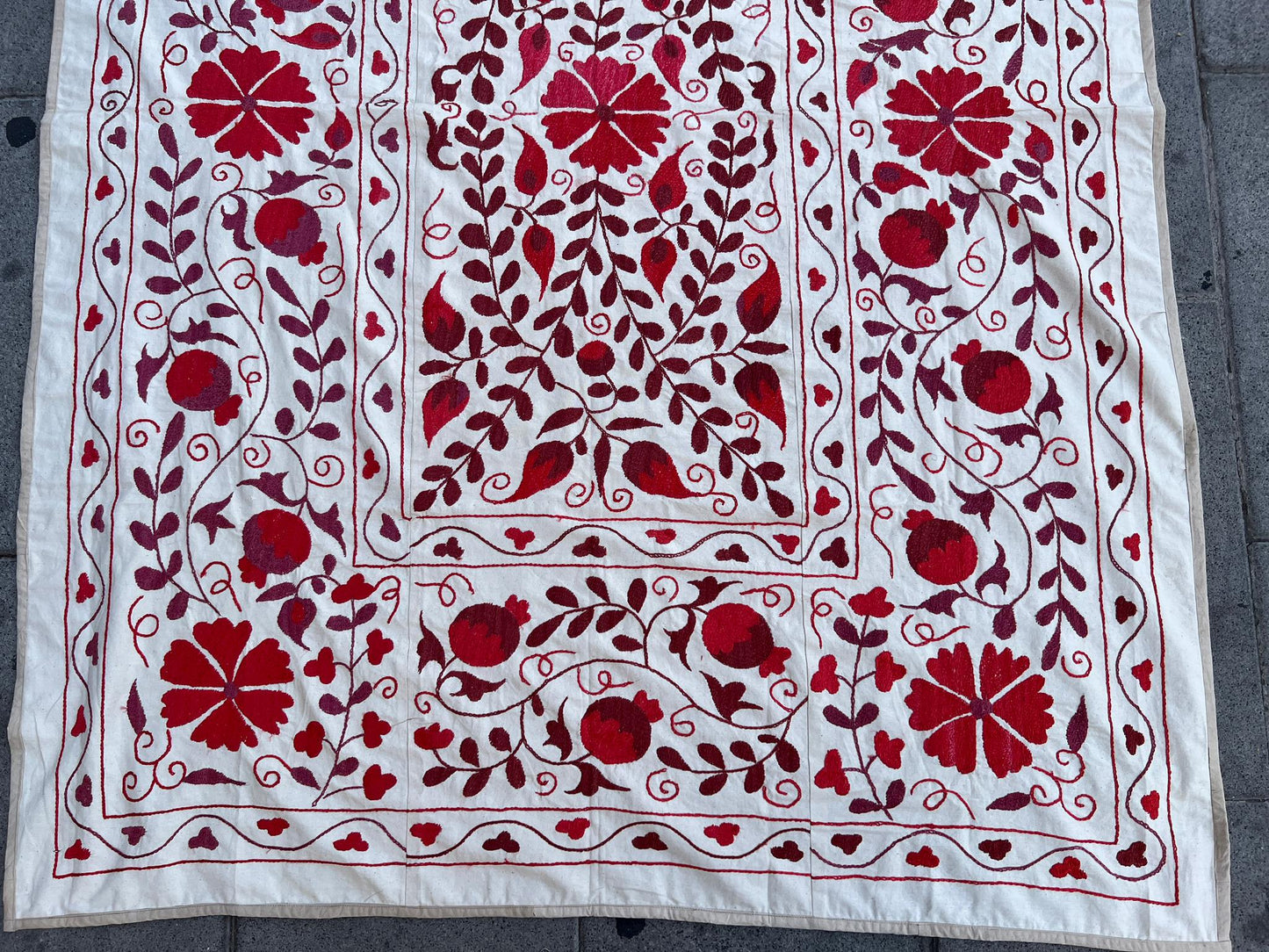Suzani Hand Embroidered Silk bed cover.