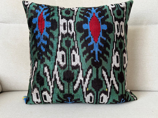 Ikat Velvet silk cushion 50x50cm.