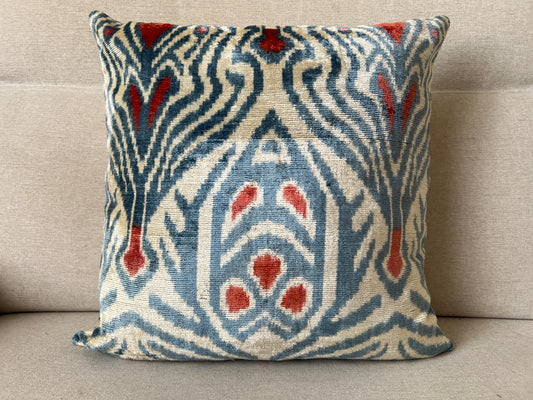 Ikat Velvet silk cushion 50x50cm.