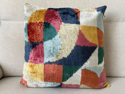 Ikat Velvet silk cushion 50x50cm.