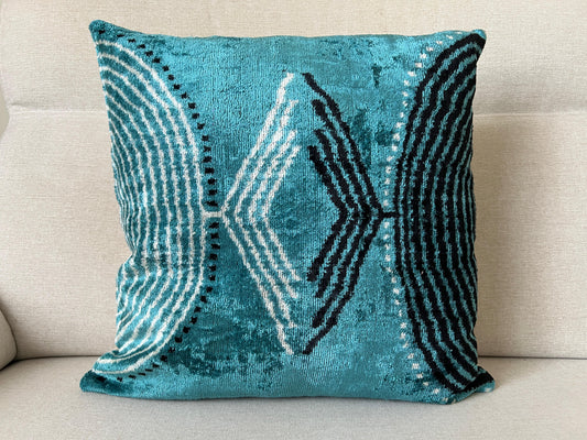 Ikat Velvet silk cushion 50x50cm.