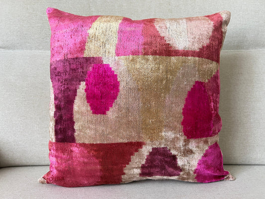 Ikat Velvet silk cushion 50x50cm.