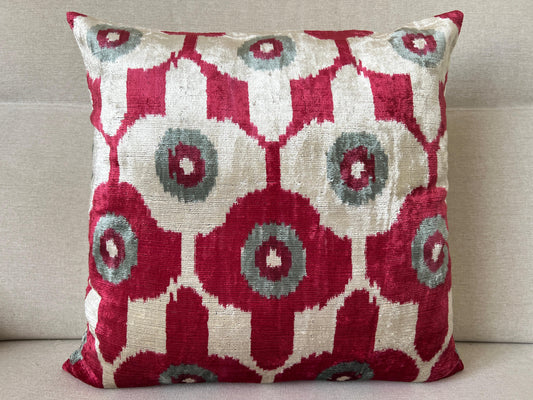 Ikat Velvet silk cushion 50x50cm.