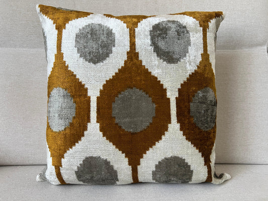 Ikat Velvet silk cushion 50x50cm.