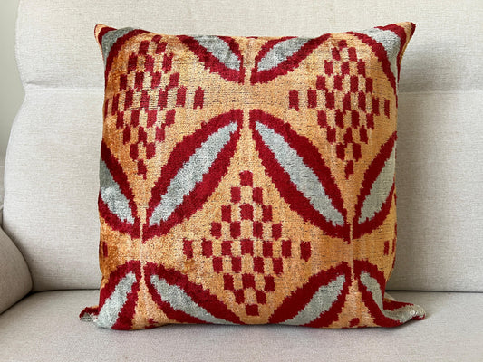 Ikat Velvet silk cushion 50x50cm.