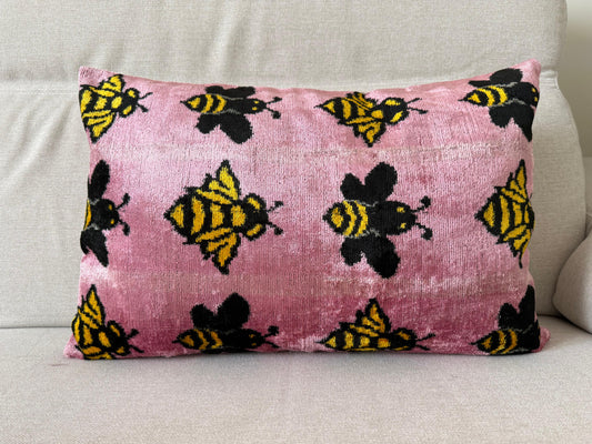 Ikat velvet cushion Hand made (40x60cm)