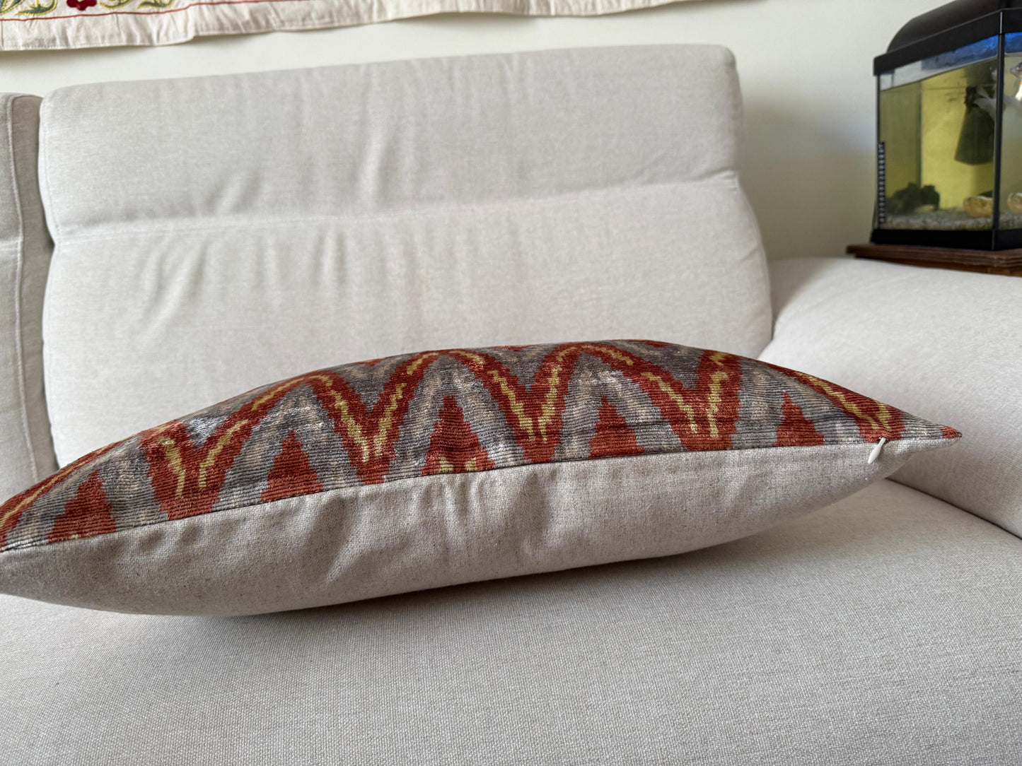 Ikat velvet cushion Hand made (40x60cm)