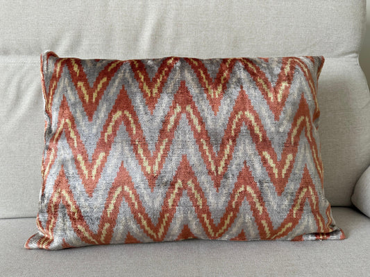 Ikat velvet cushion Hand made (40x60cm)