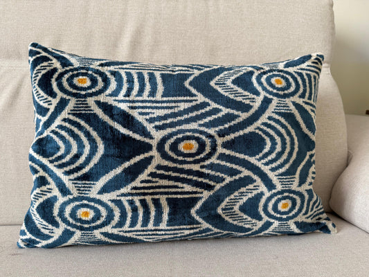 Ikat velvet cushion Hand made (40x60cm)