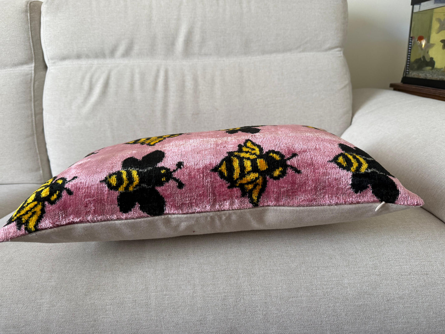 Ikat velvet cushion Hand made (40x60cm)