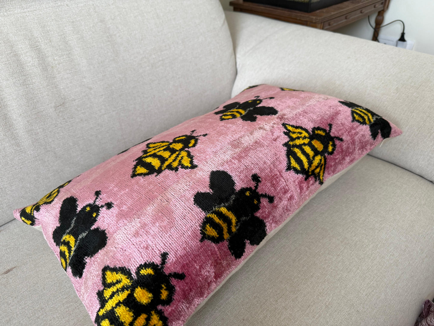 Ikat velvet cushion Hand made (40x60cm)
