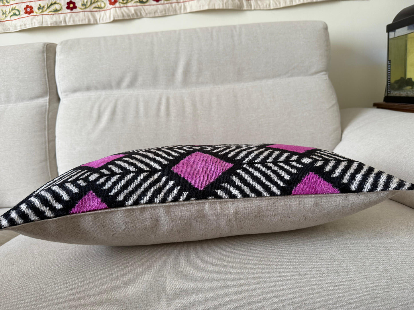 Ikat velvet cushion Hand made (40x60cm)