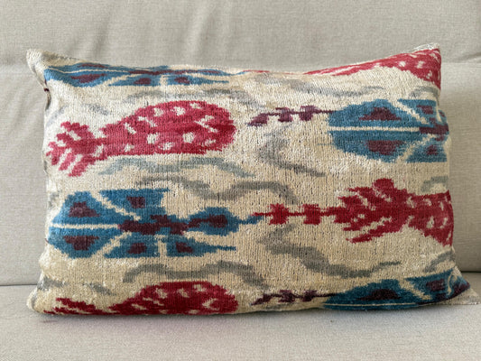 Ikat velvet cushion Hand made (40x60cm)