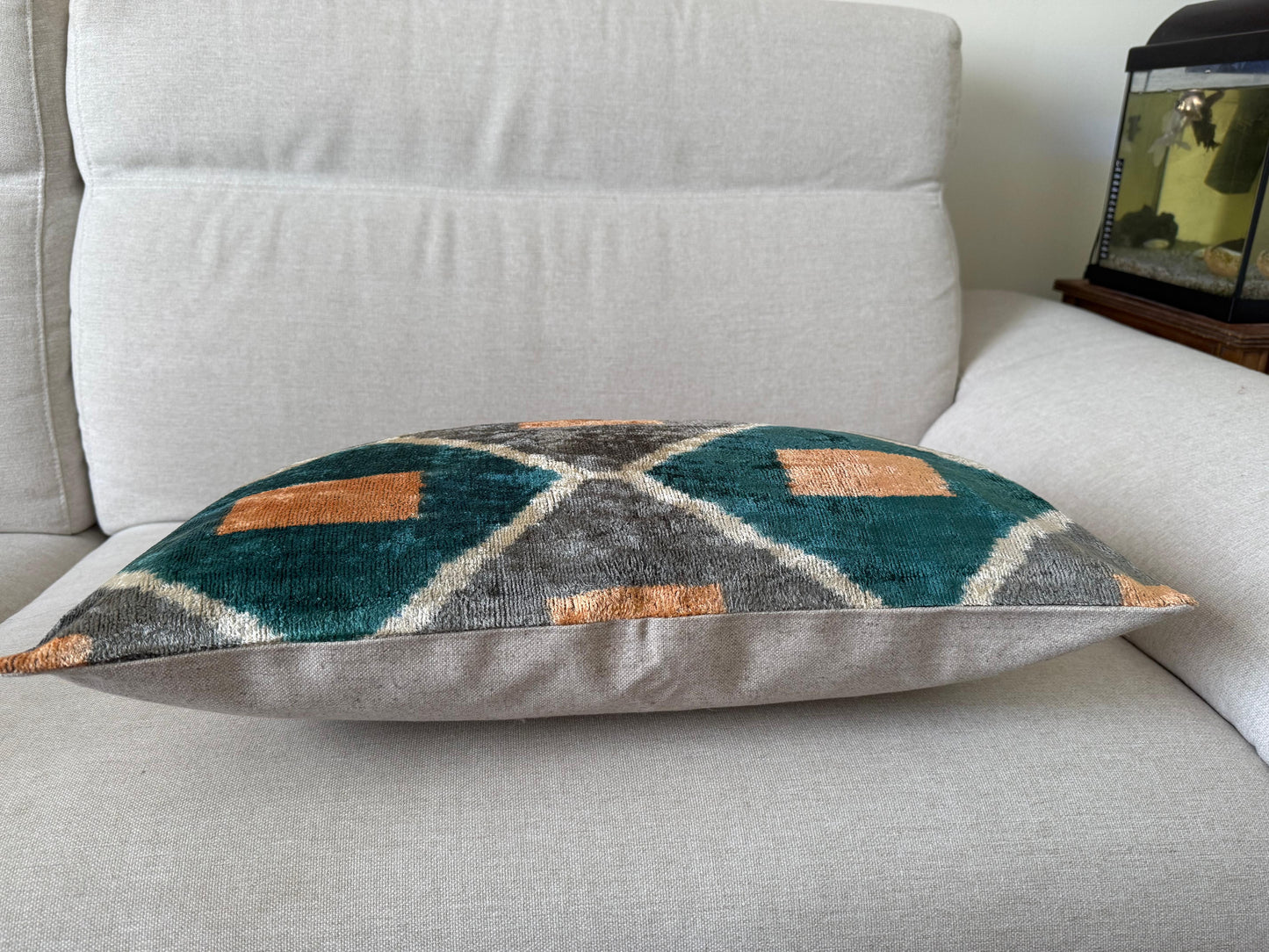 Ikat velvet cushion Hand made (40x60cm)