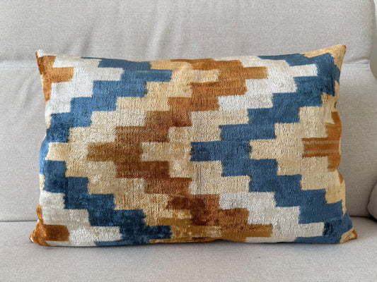 Ikat velvet cushion Hand made (40x60cm)