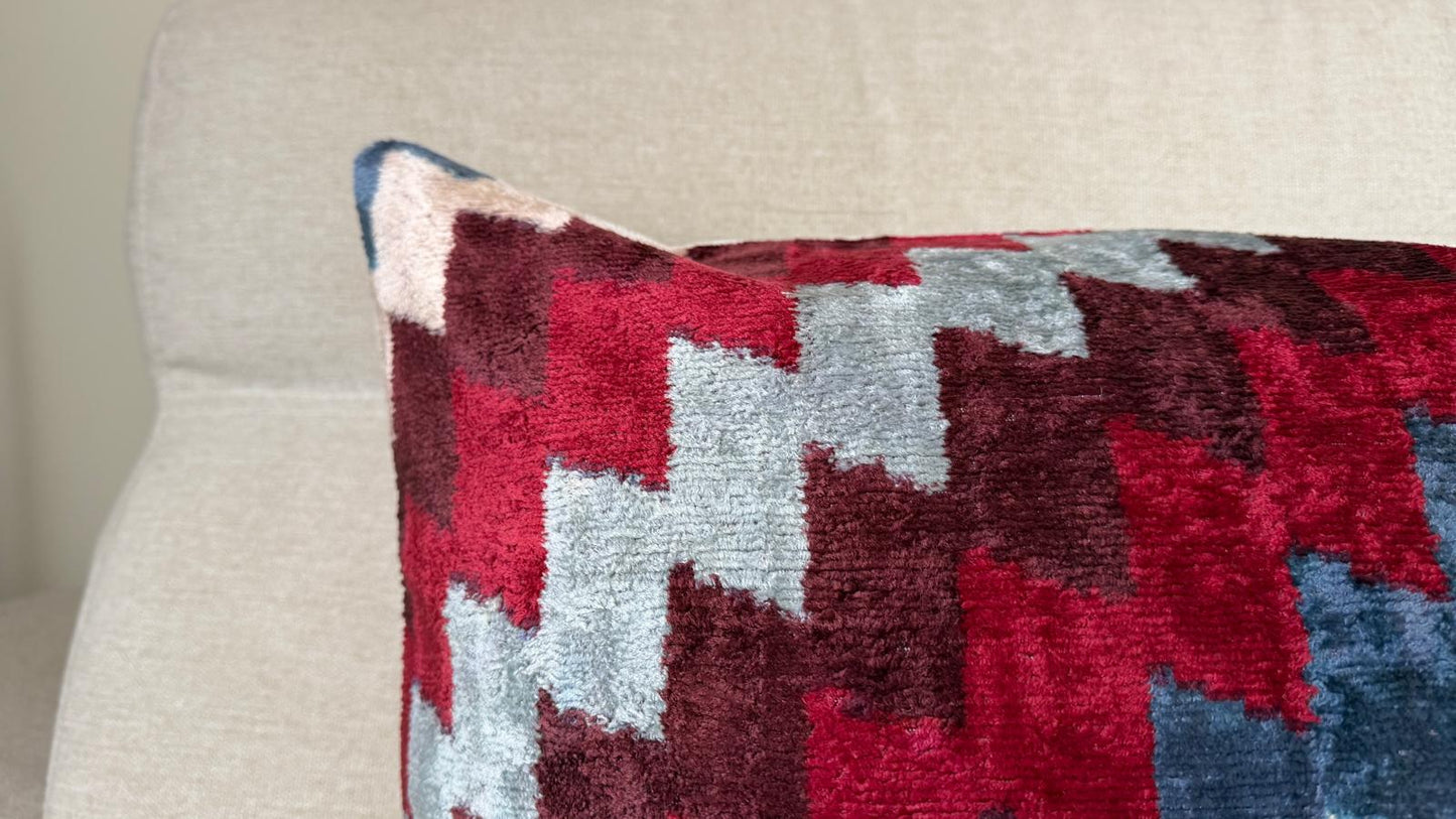 Ikat Velvet silk cushion 50x50cm.