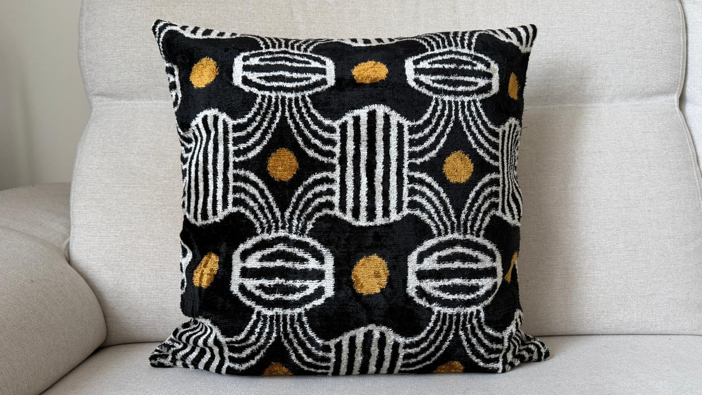 Ikat Velvet silk cushion 50x50cm.