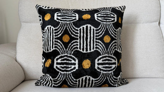 Ikat Velvet silk cushion 50x50cm.