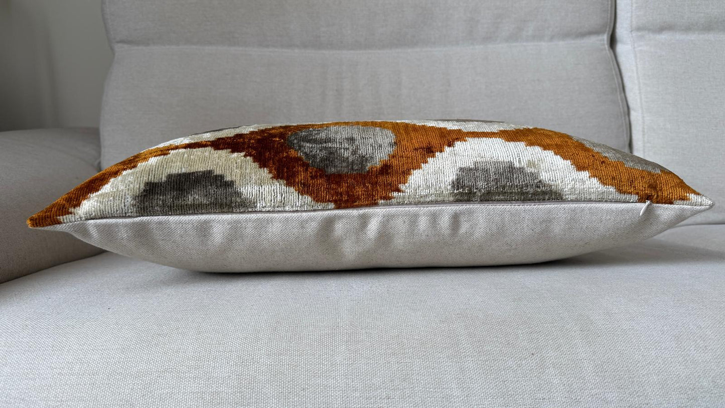 Ikat velvet cushion Hand made (40x60cm)