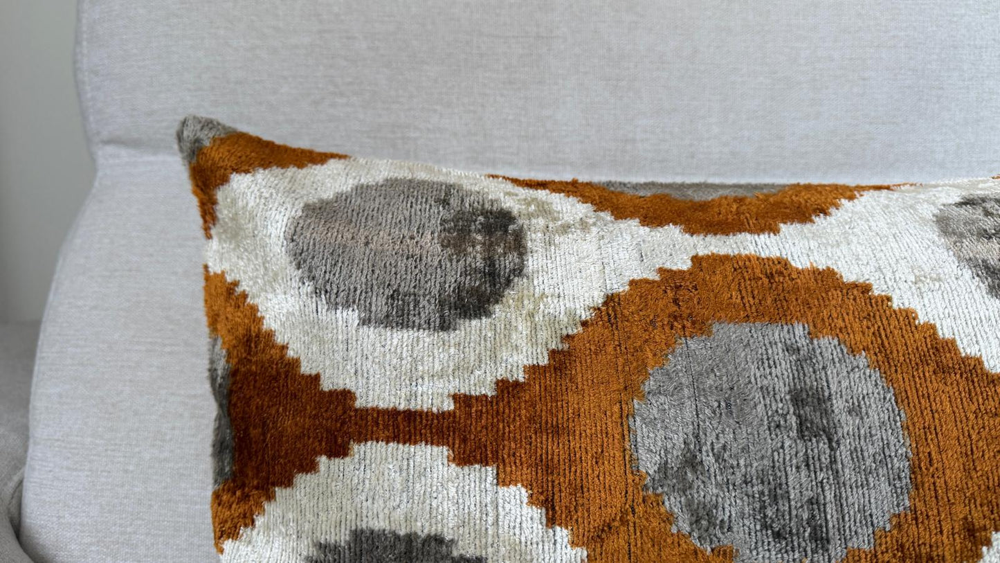 Ikat velvet cushion Hand made (40x60cm)