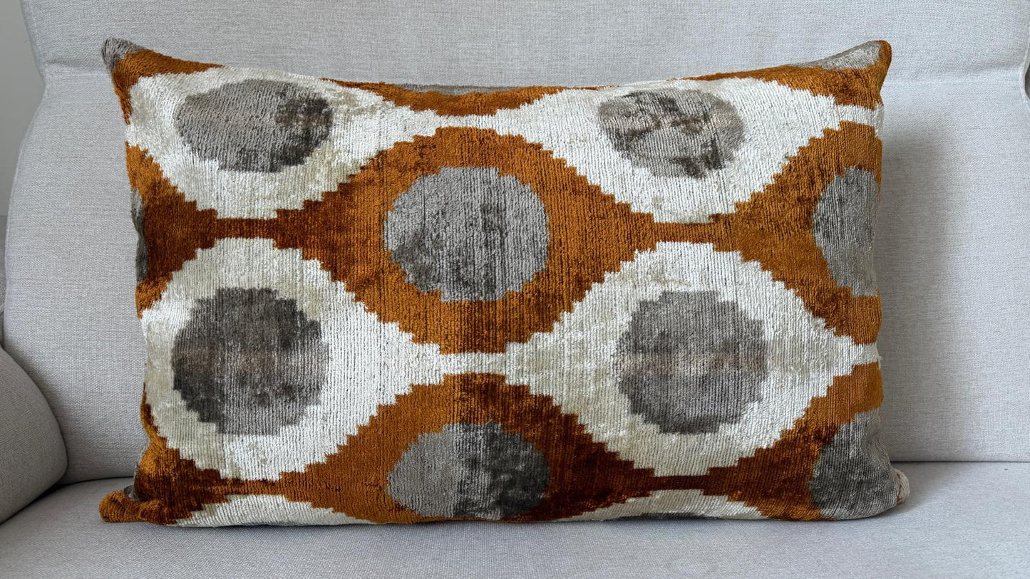 Ikat velvet cushion Hand made (40x60cm)