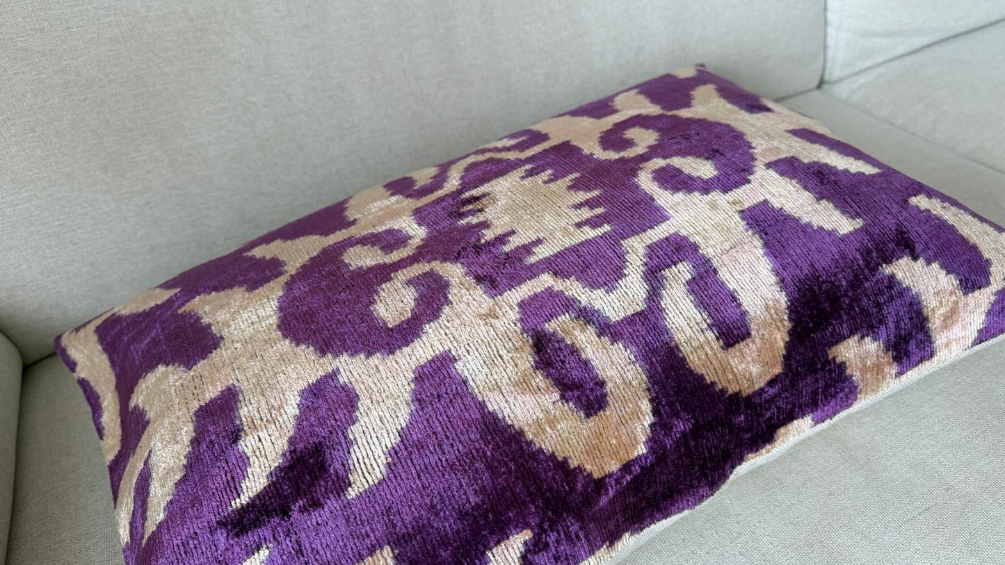 Ikat velvet cushion Hand made (40x60cm)
