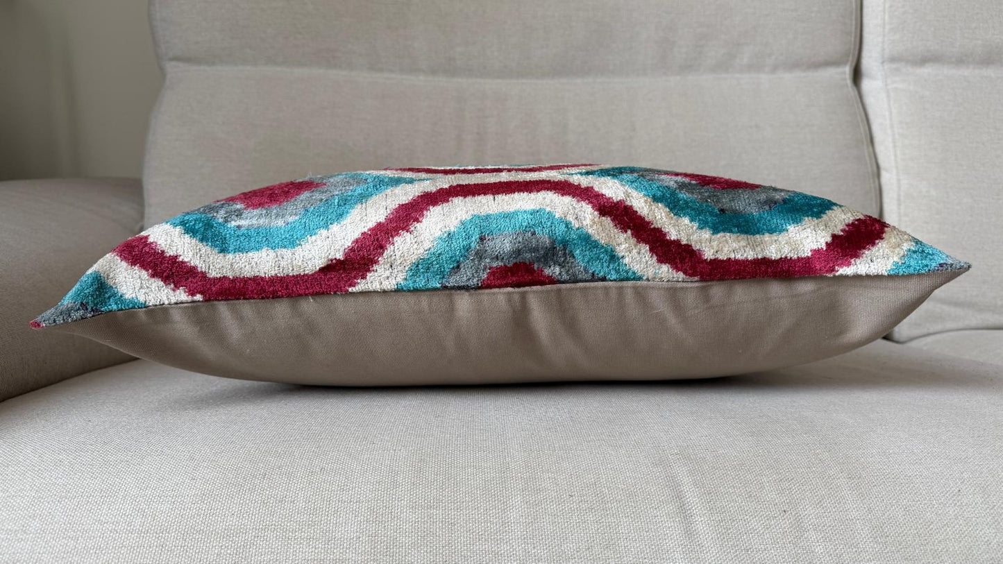 Ikat velvet cushion Hand made (40x60cm)