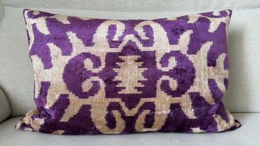 Ikat velvet cushion Hand made (40x60cm)