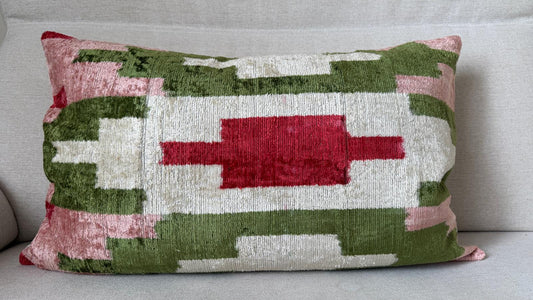 Ikat velvet cushion Hand made (40x60cm)