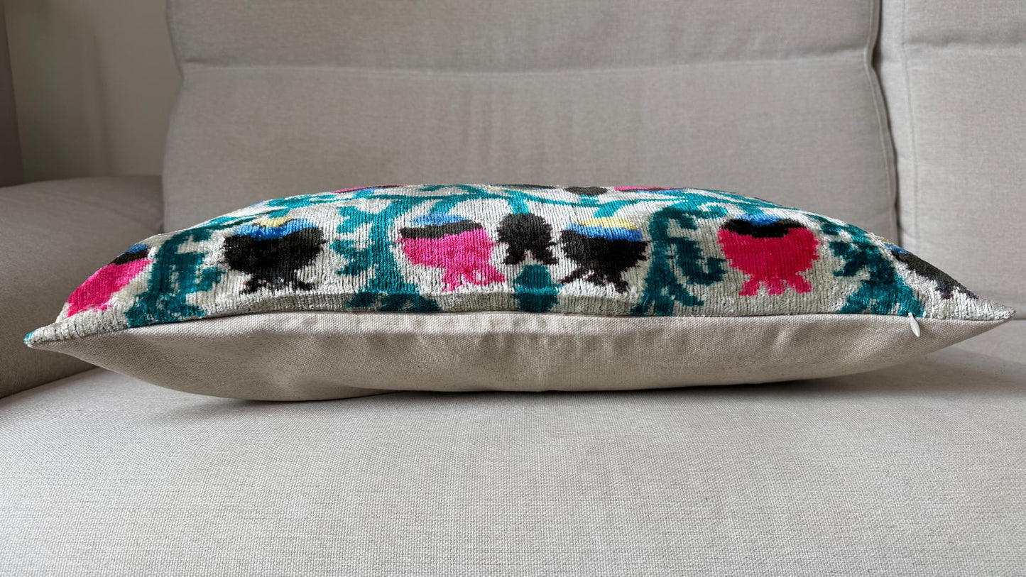 Ikat velvet cushion Hand made (40x60cm)