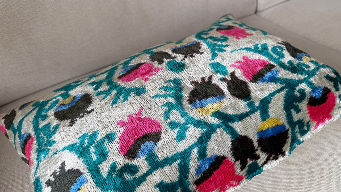 Ikat velvet cushion Hand made (40x60cm)