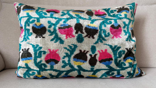 Ikat velvet cushion Hand made (40x60cm)