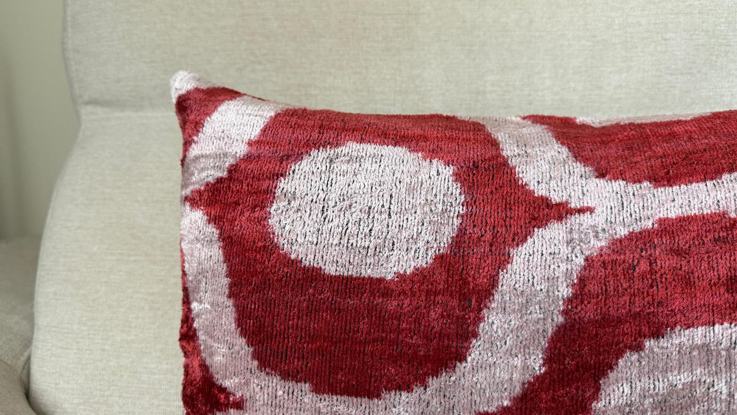 Ikat velvet cushion Hand made (40x60cm)