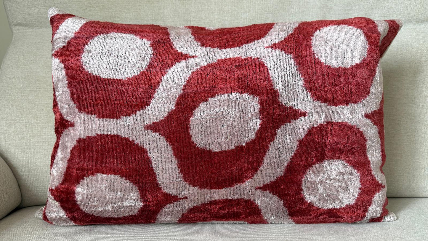 Ikat velvet cushion Hand made (40x60cm)