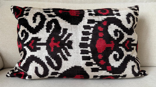 Ikat velvet cushion Hand made (40x60cm)