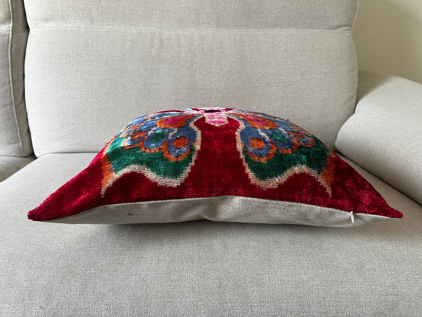 Ikat Velvet silk cushion 50x50cm.
