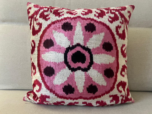 Ikat Velvet silk cushion 50x50cm.