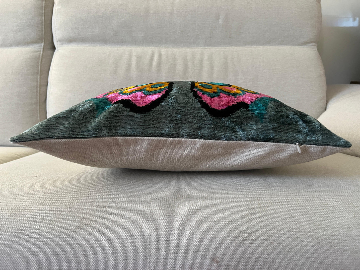 Ikat Velvet silk cushion 50x50cm.
