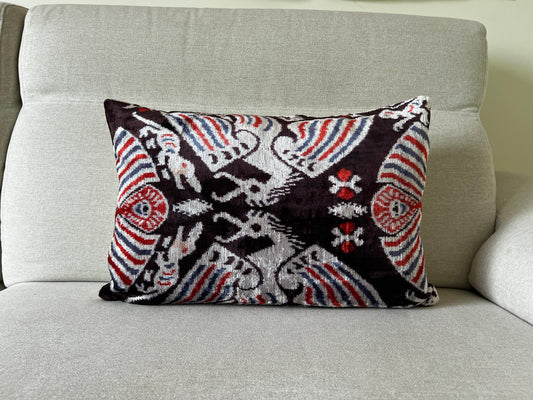Ikat velvet cushion Hand made (40x60cm)