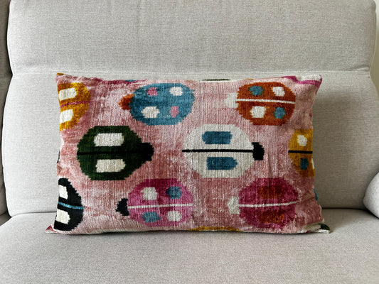 Ikat velvet cushion Hand made (40x60cm)