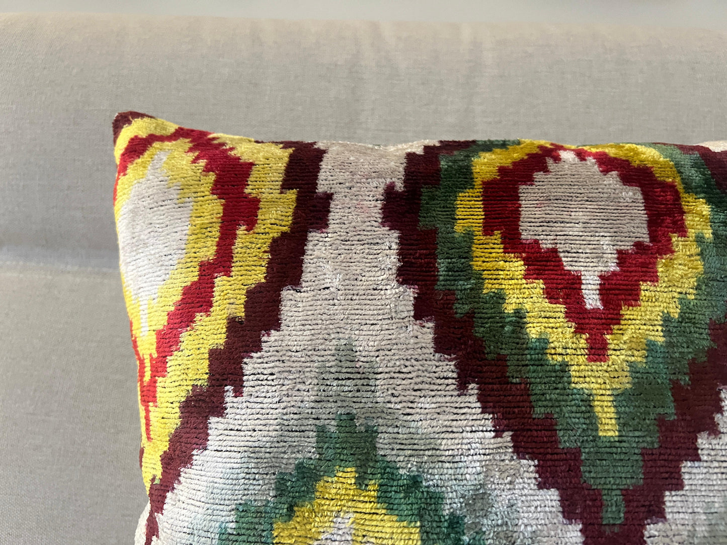 Ikat Velvet silk cushion 50x50cm.