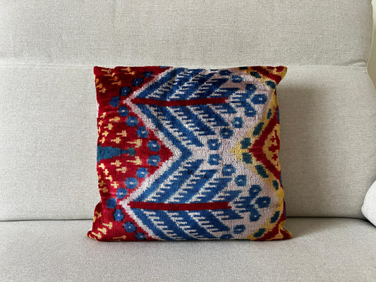 Ikat Velvet silk cushion 40x40cm.