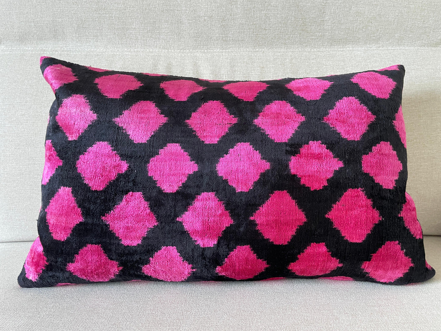 Ikat velvet cushion Hand made (40x60cm)