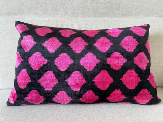 Ikat velvet cushion Hand made (40x60cm)