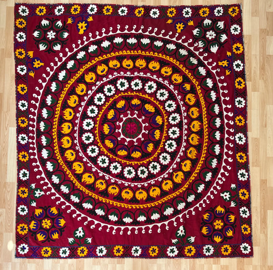 Vintage Suzani Silk Embroidered
