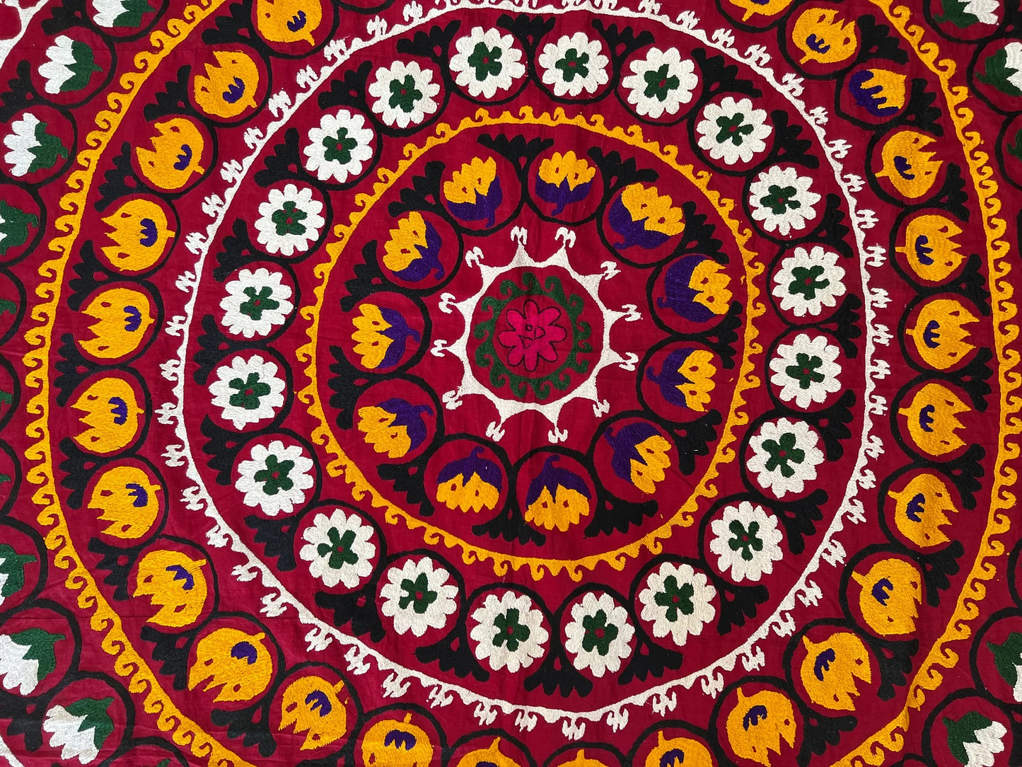 Vintage Suzani Silk Embroidered